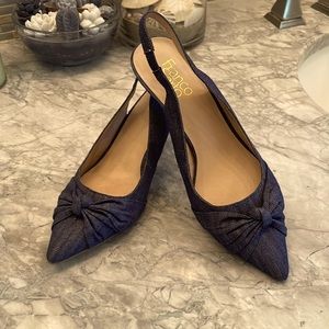 Franco Sarto blue jean kitten heel